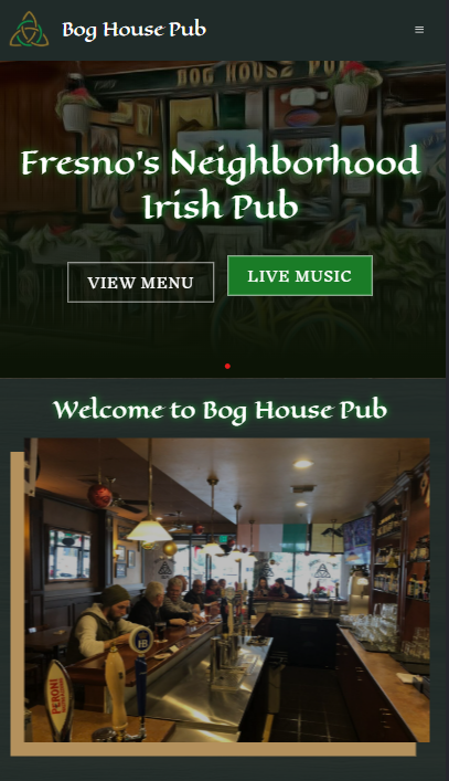 Bog House Pub Hospitality Web Design