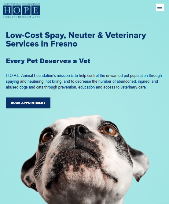 HOPE Animal Foundation Non-Profit Website